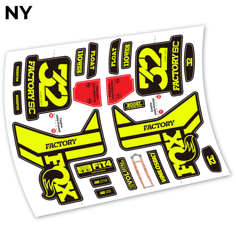 Adesivi Forcella Fox 32 2019 in vinile - Giallo Neon