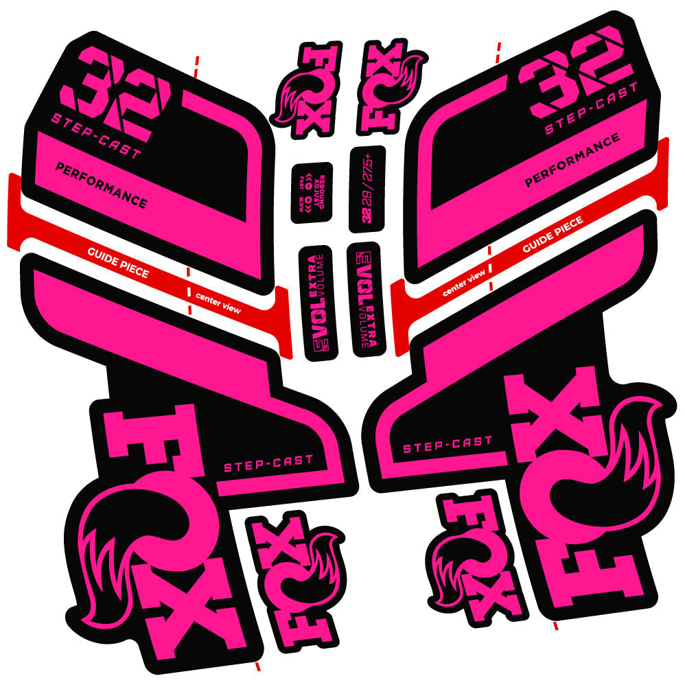 Adesivi Forcella Fox 32 Step Cast Performance 2022 in vinile - Rosa Neon