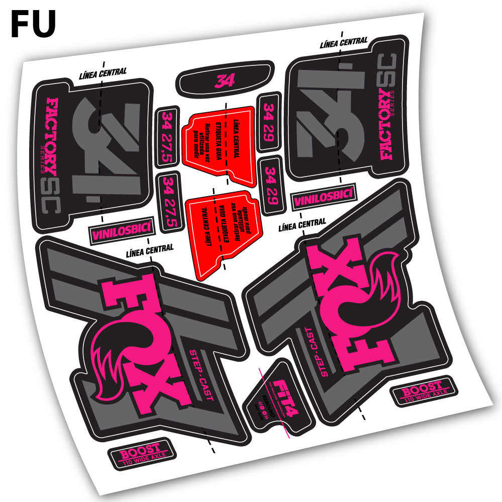 Adesivi Forcella Fox 34 Step Cast 2019 in vinile - Fucsia