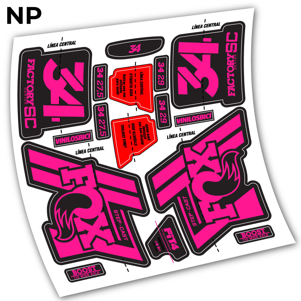 Adesivi Forcella Fox 34 Step Cast 2019 in vinile - Rosa Neon