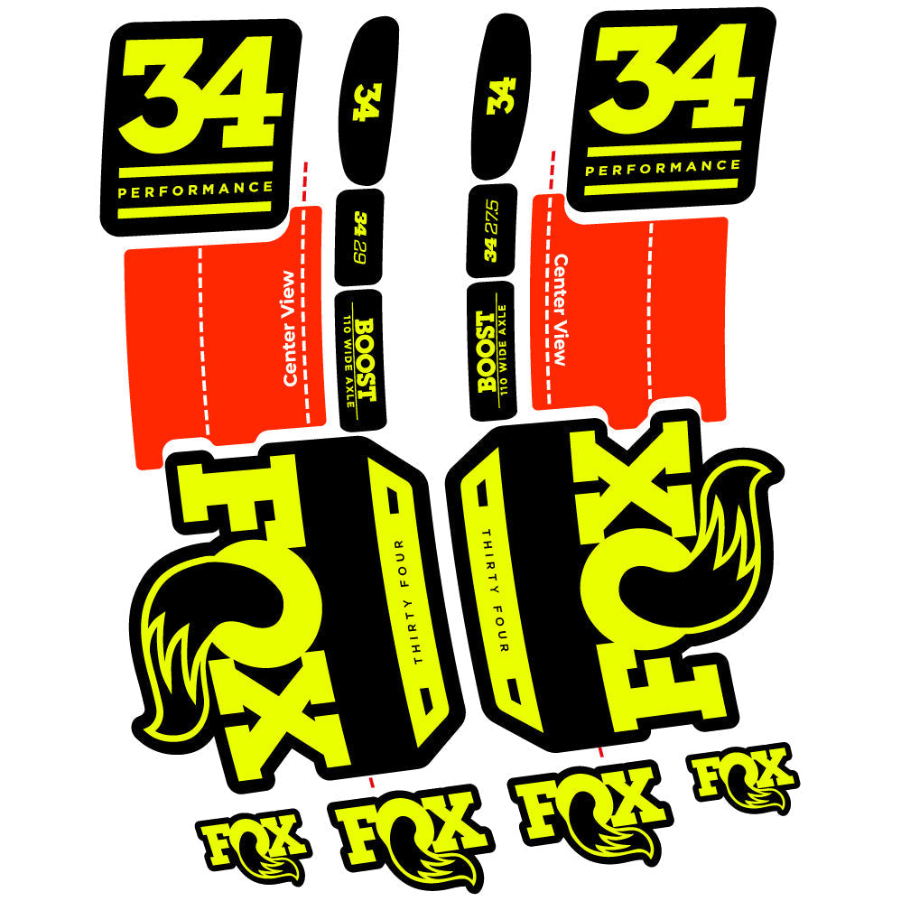 Adesivi Forcella Fox 34 Performance 2019 in vinile - Giallo Neon