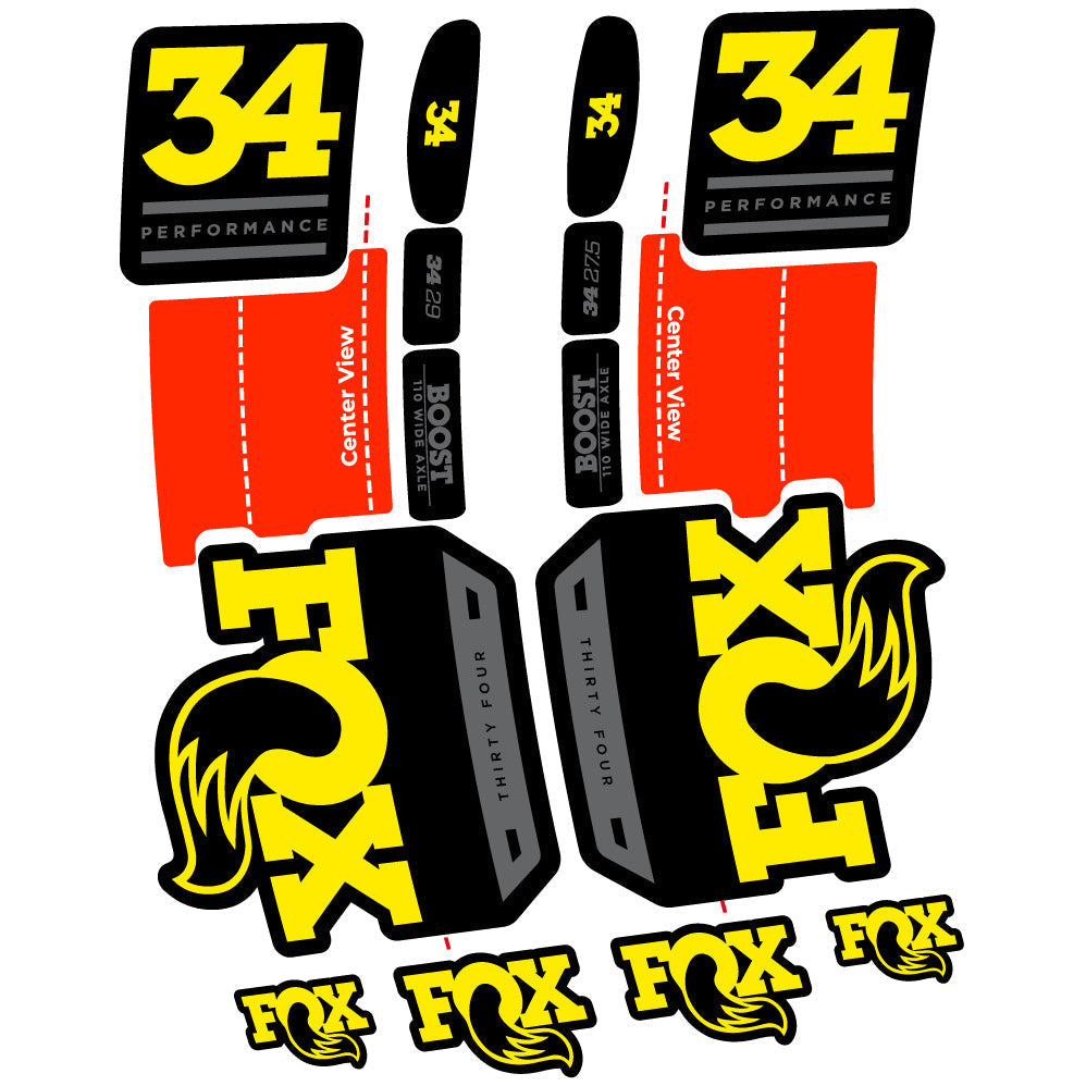 Adesivi Forcella Fox 34 Performance 2019 in vinile - Giallo