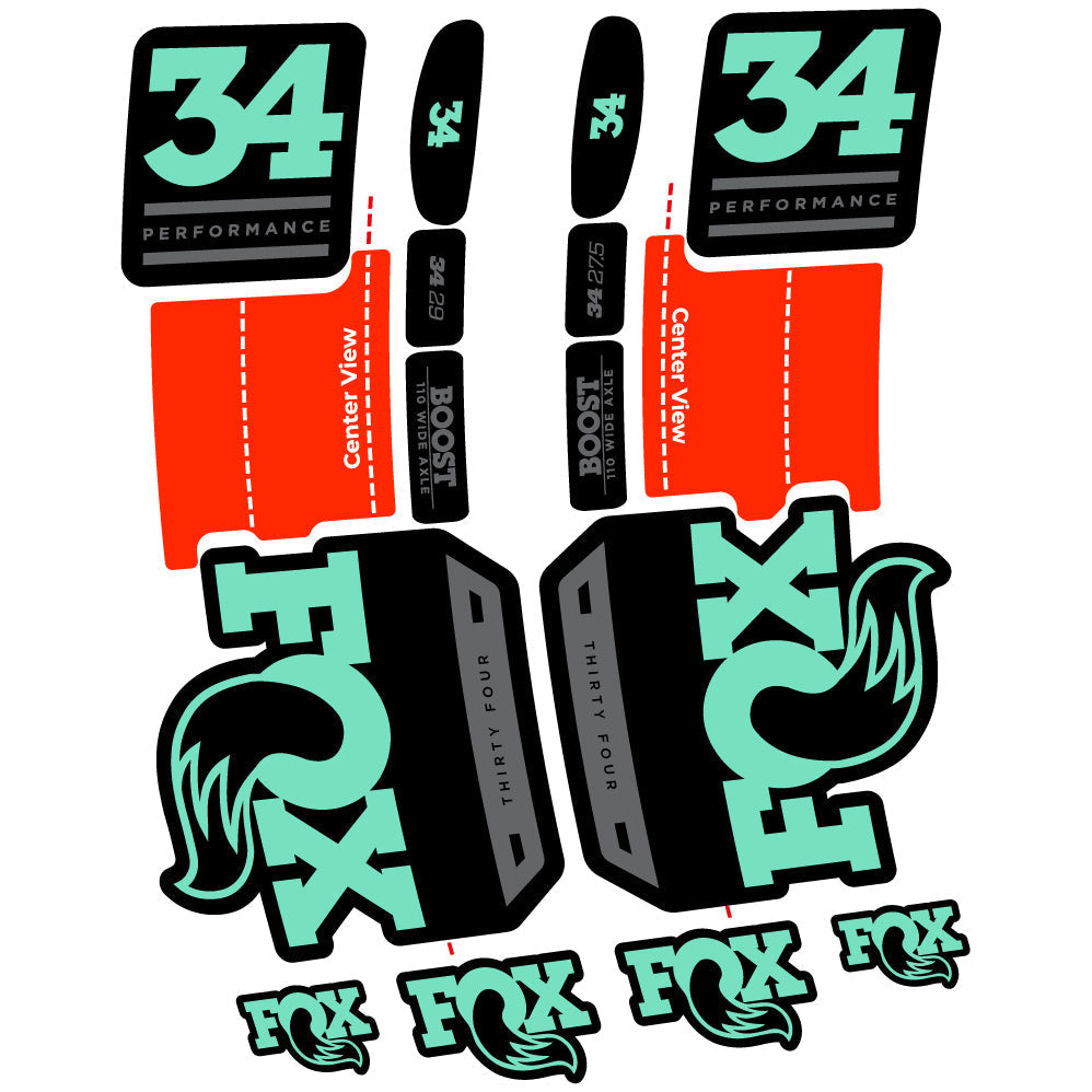 Adesivi Forcella Fox 34 Performance 2019 in vinile - Verde Menta
