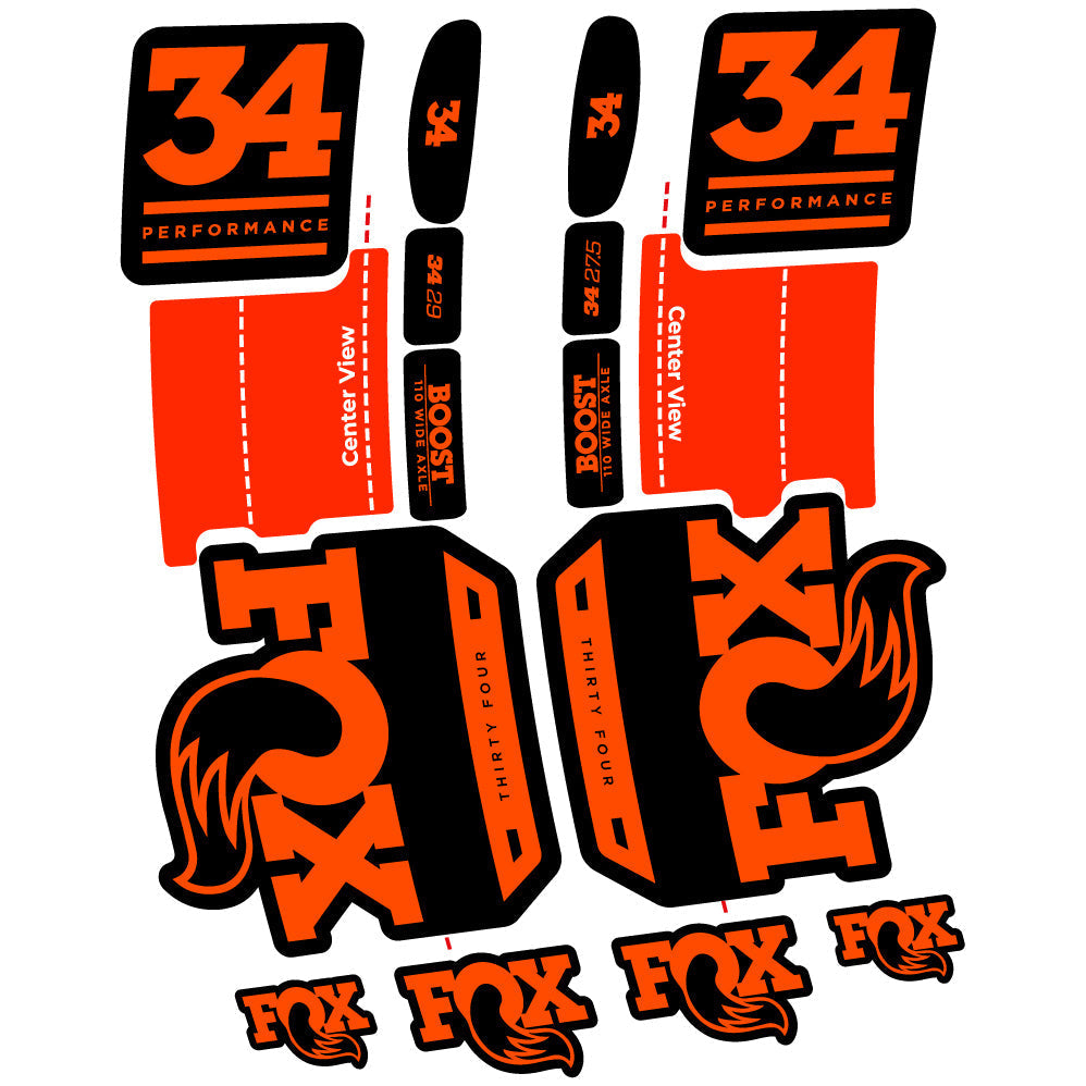 Adesivi Forcella Fox 34 Performance 2019 in vinile - Arancione Neon