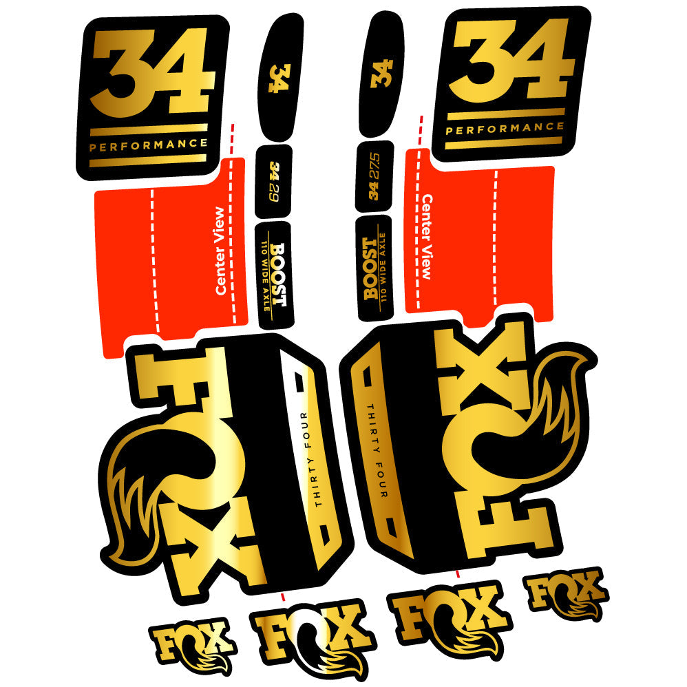 Adesivi Forcella Fox 34 Performance 2019 in vinile - Oro Cromato