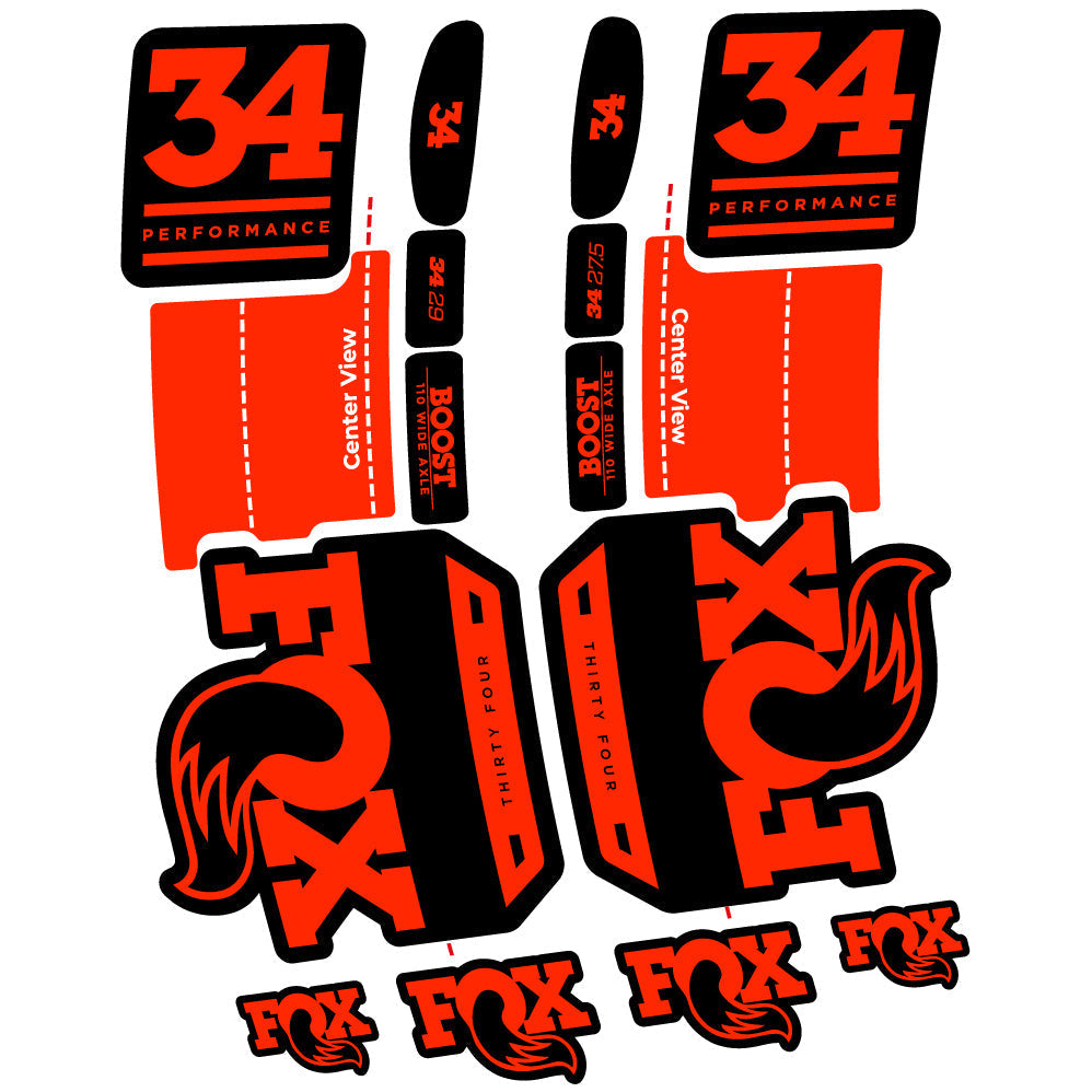 Adesivi Forcella Fox 34 Performance 2019 in vinile - Rosso Neon