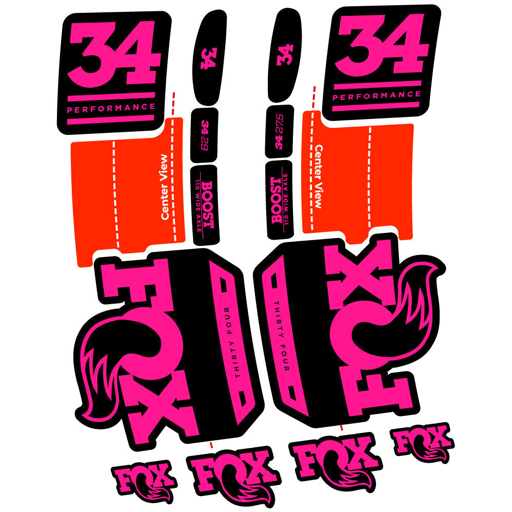Adesivi Forcella Fox 34 Performance 2019 in vinile - Rosa Neon