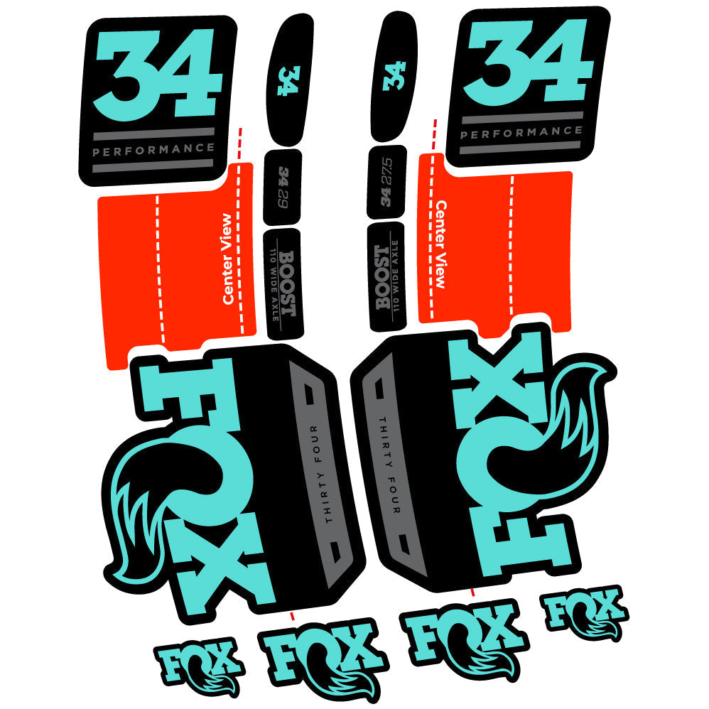 Adesivi Forcella Fox 34 Performance 2019 in vinile - Verde Acqua