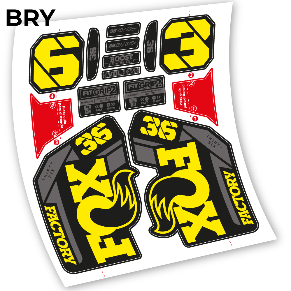Adesivi Forcella Fox 36 2021-2023 in vinile - Giallo