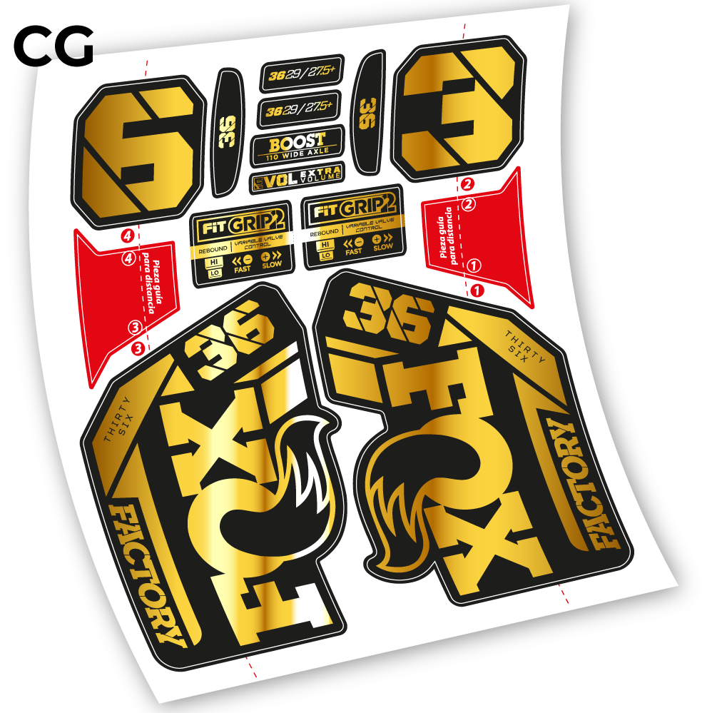 Adesivi Forcella Fox 36 2021-2023 in vinile - Oro Cromato