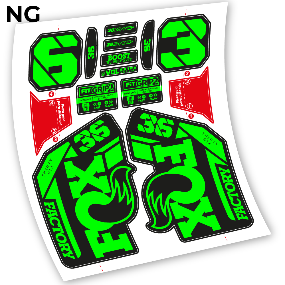 Adesivi Forcella Fox 36 2021-2023 in vinile - Verde Neon