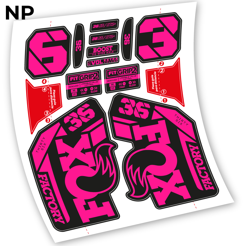 Adesivi Forcella Fox 36 2021-2023 in vinile - Rosa Neon