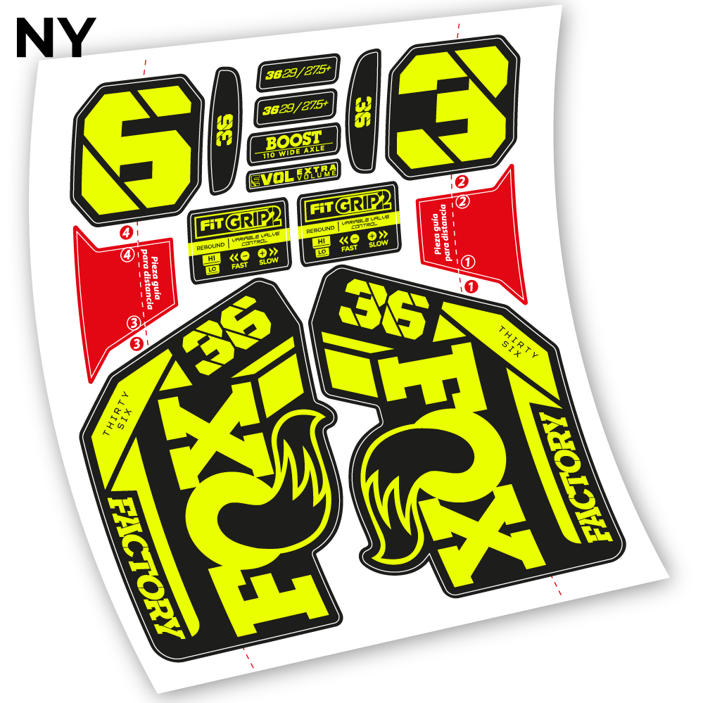 Adesivi Forcella Fox 36 2021-2023 in vinile - Giallo Neon