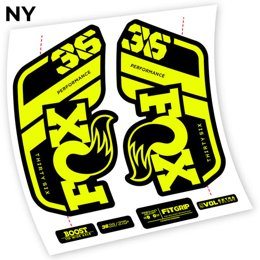 Adesivi Forcella Fox 36 Performance 2021 in vinile - Giallo Neon