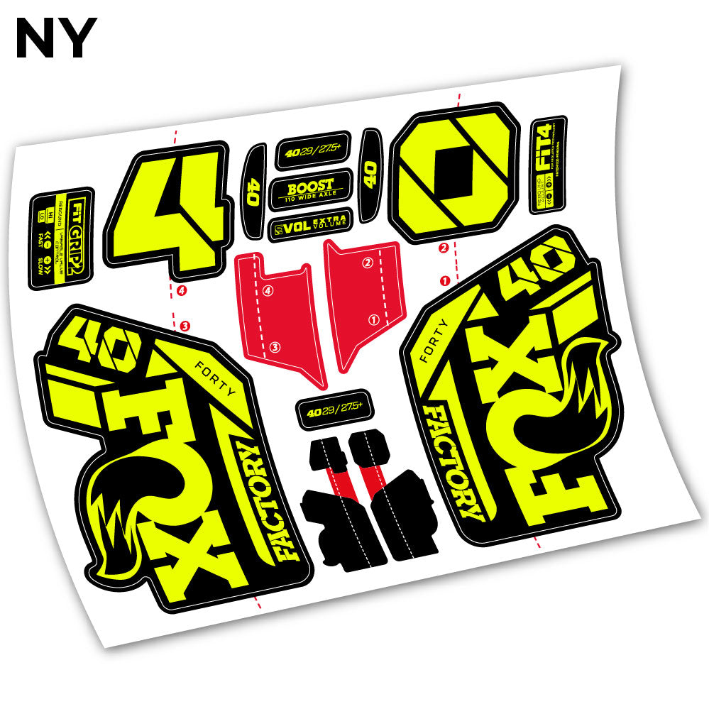 Adesivi Forcella Fox 40 Factory 2021 in vinile - Giallo Neon
