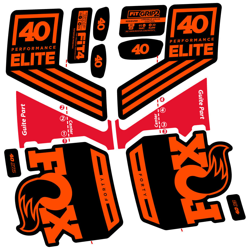 Adesivi Forcella Fox 40 Elite 2019 in vinile - Arancione Neon