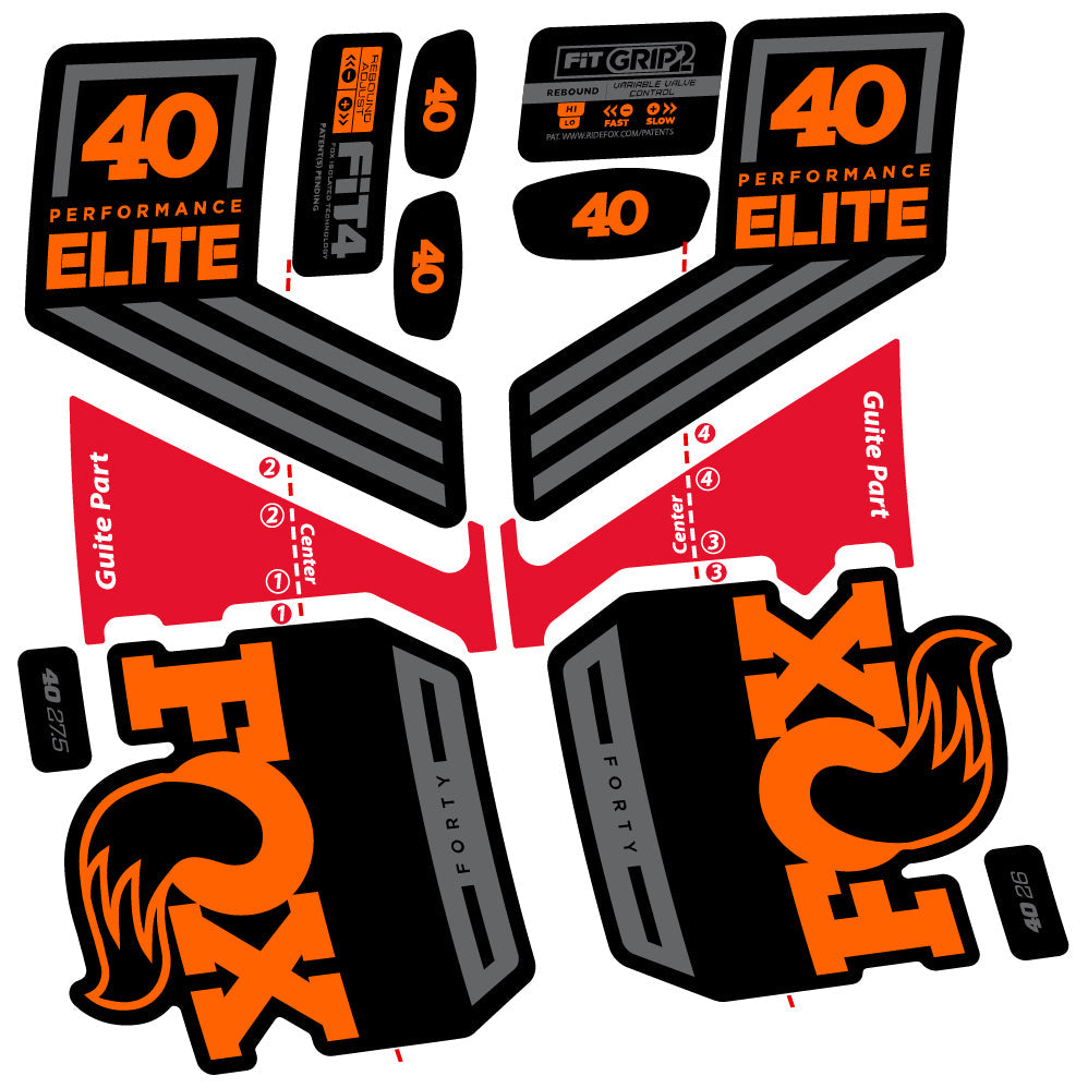 Adesivi Forcella Fox 40 Elite 2019 in vinile - Arancione