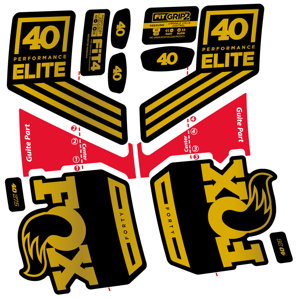 Adesivi Forcella Fox 40 Elite 2019 in vinile - Oro