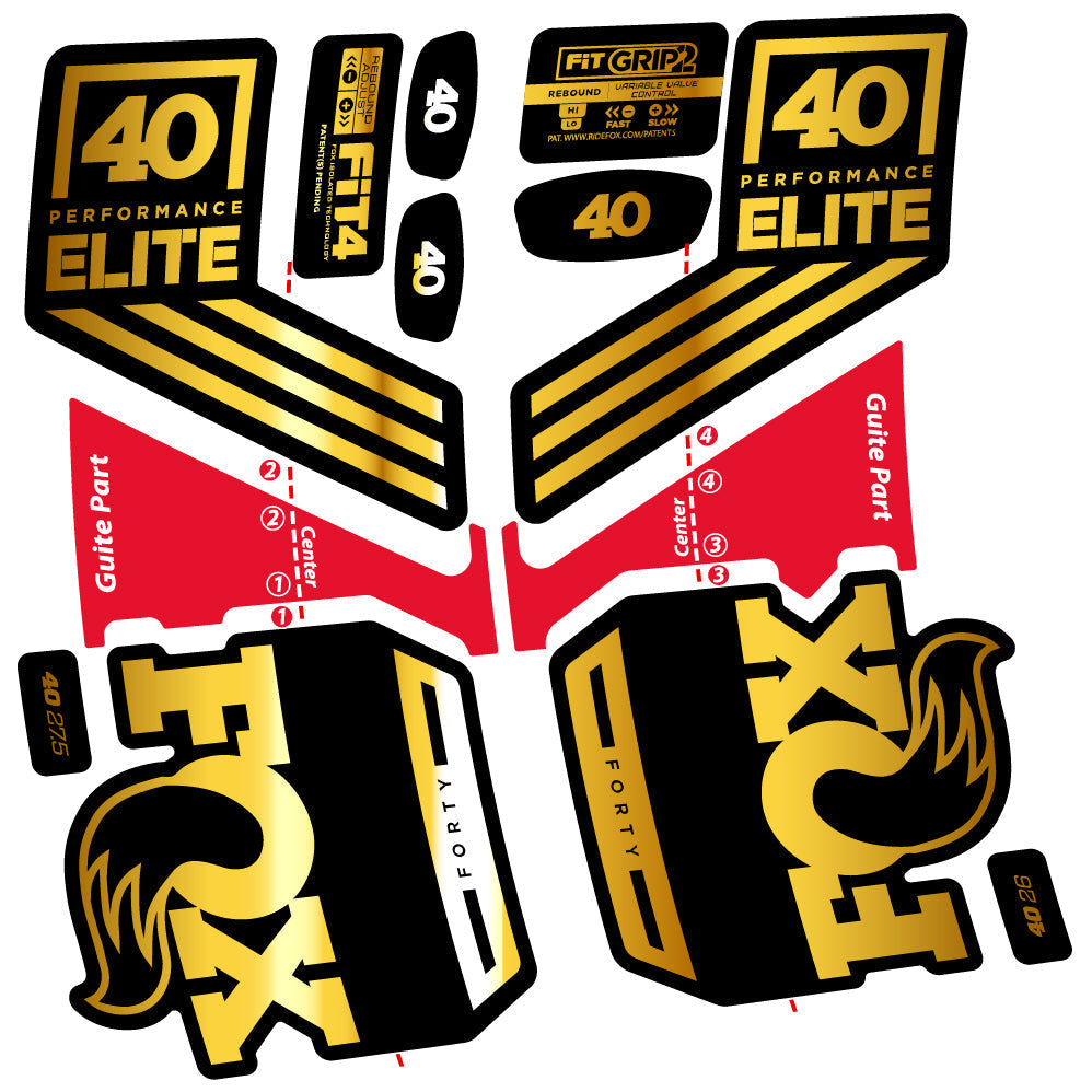 Adesivi Forcella Fox 40 Elite 2019 in vinile - Oro Cromato