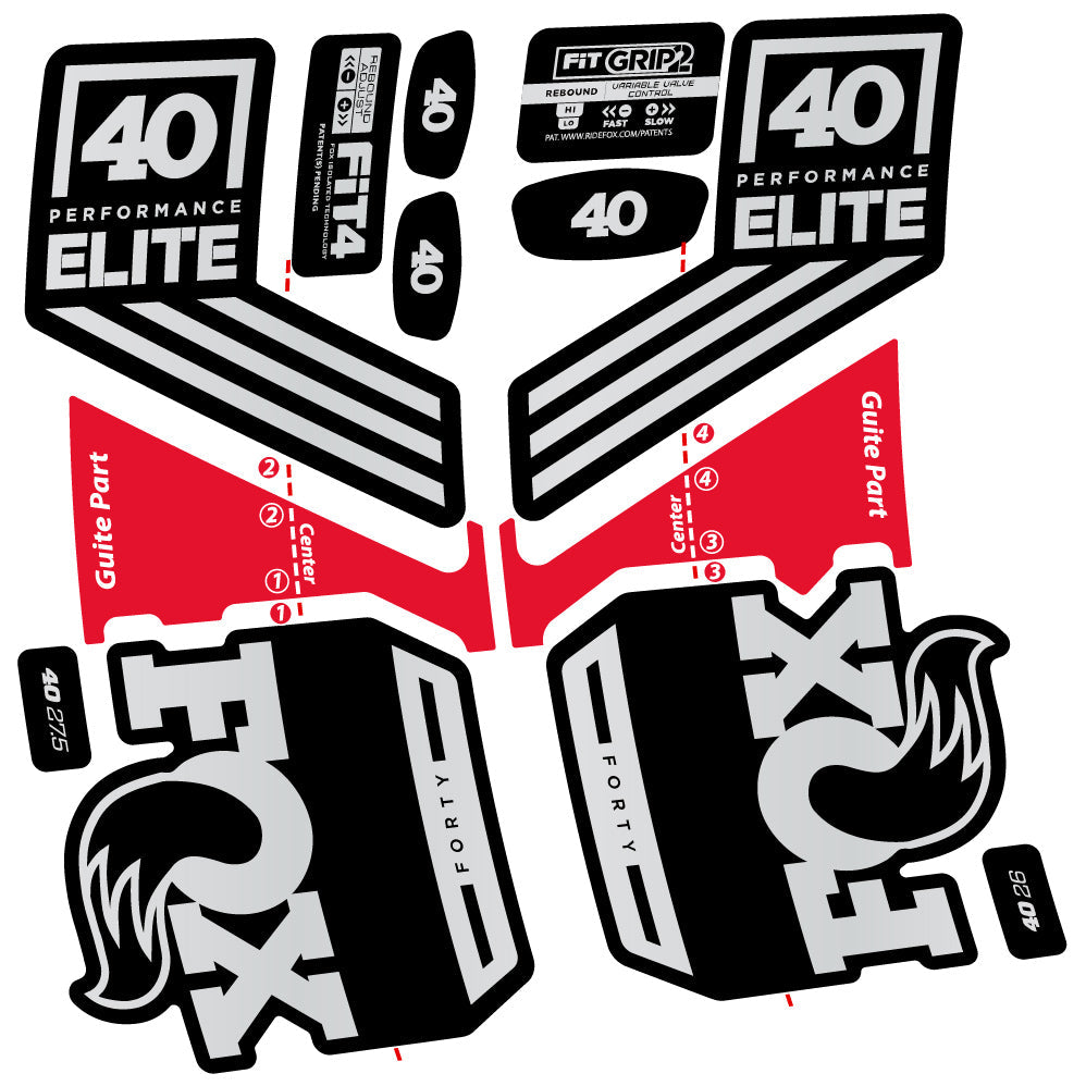 Adesivi Forcella Fox 40 Elite 2019 in vinile - Argento Chiaro