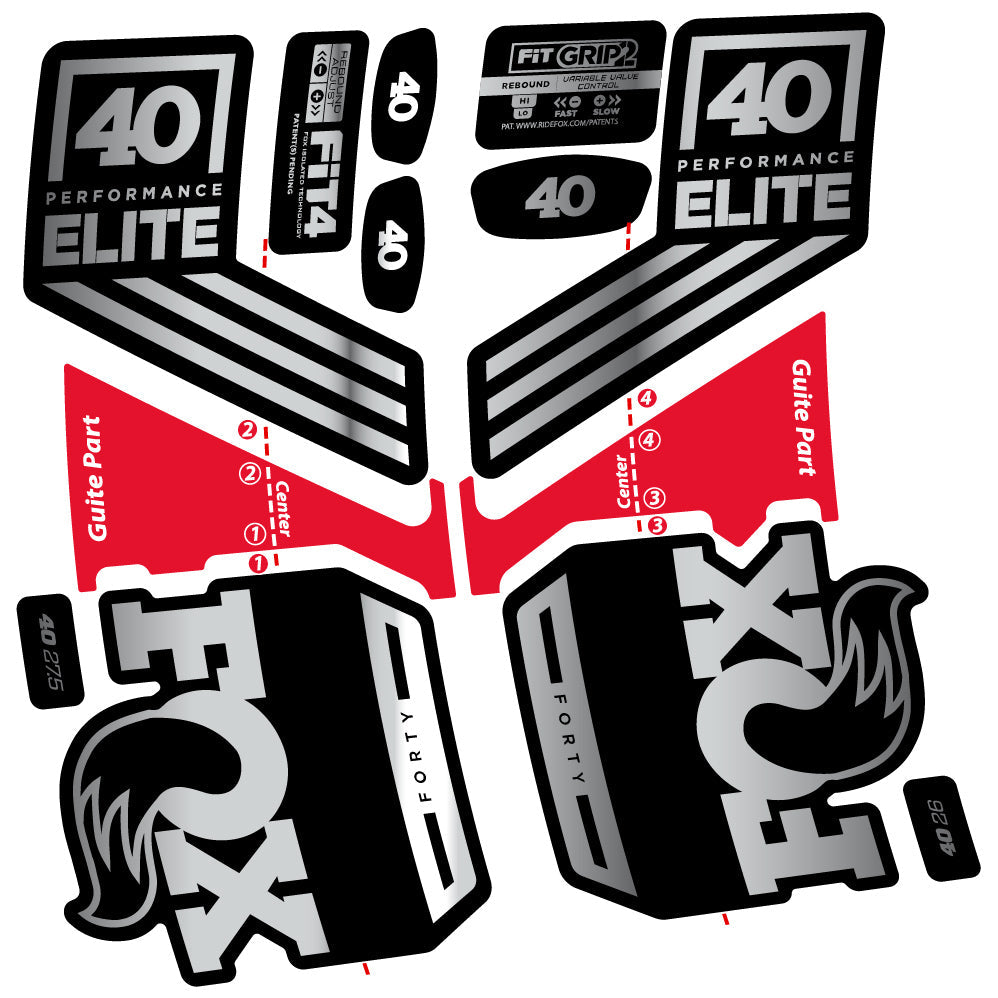 Adesivi Forcella Fox 40 Elite 2019 in vinile - Argento Cromato