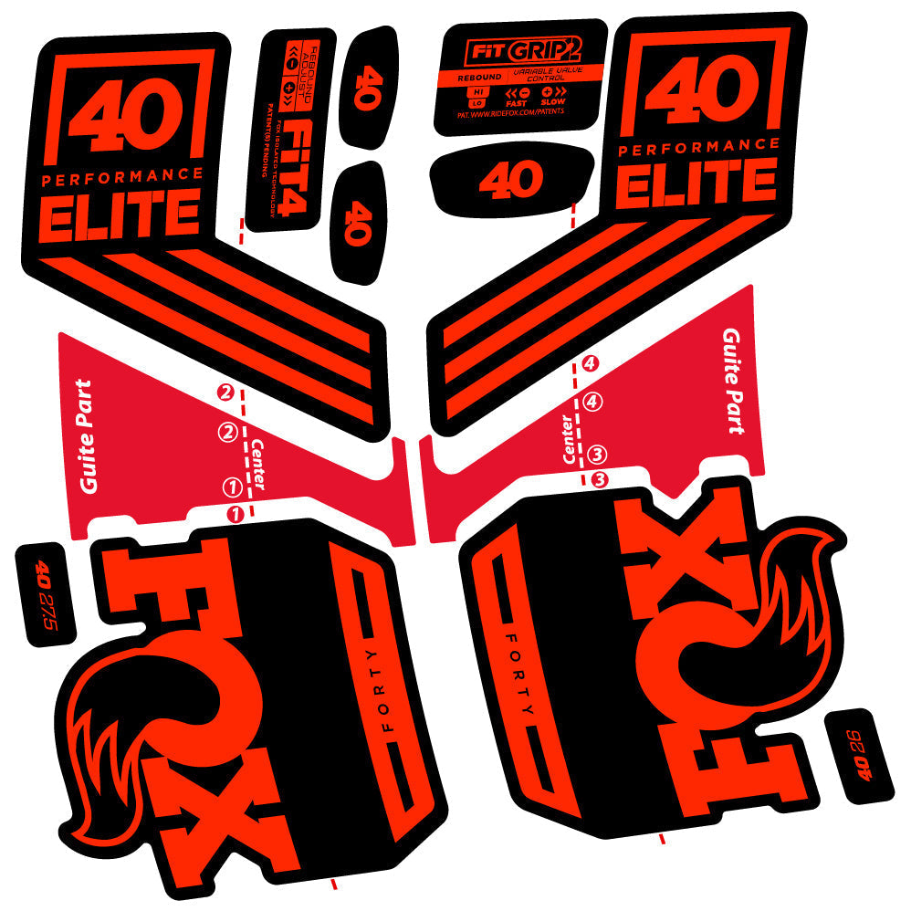 Adesivi Forcella Fox 40 Elite 2019 in vinile - Rosso Neon