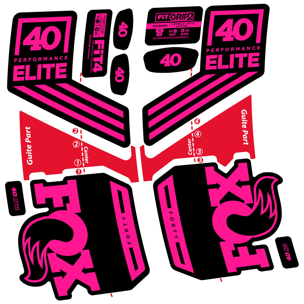 Adesivi Forcella Fox 40 Elite 2019 in vinile - Rosa Neon