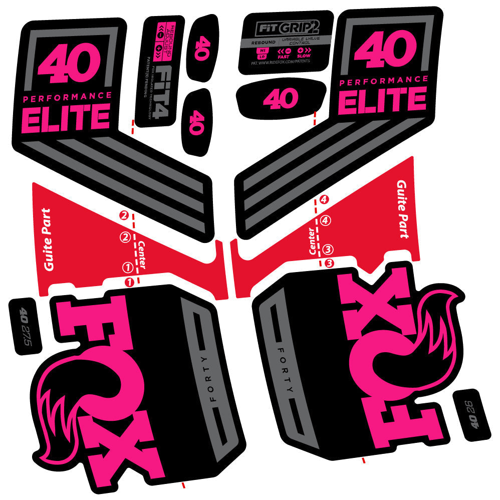 Adesivi Forcella Fox 40 Elite 2019 in vinile - Fucsia