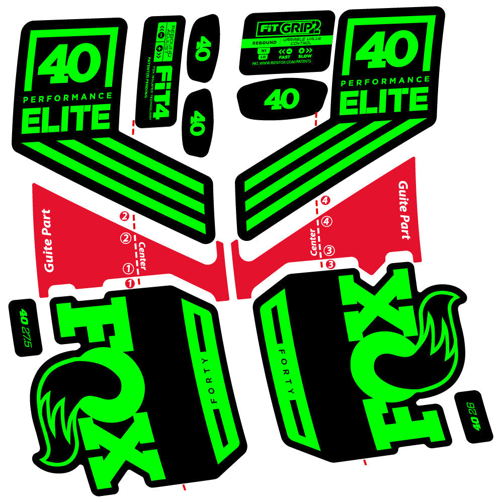 Adesivi Forcella Fox 40 Elite 2019 in vinile - Verde Neon