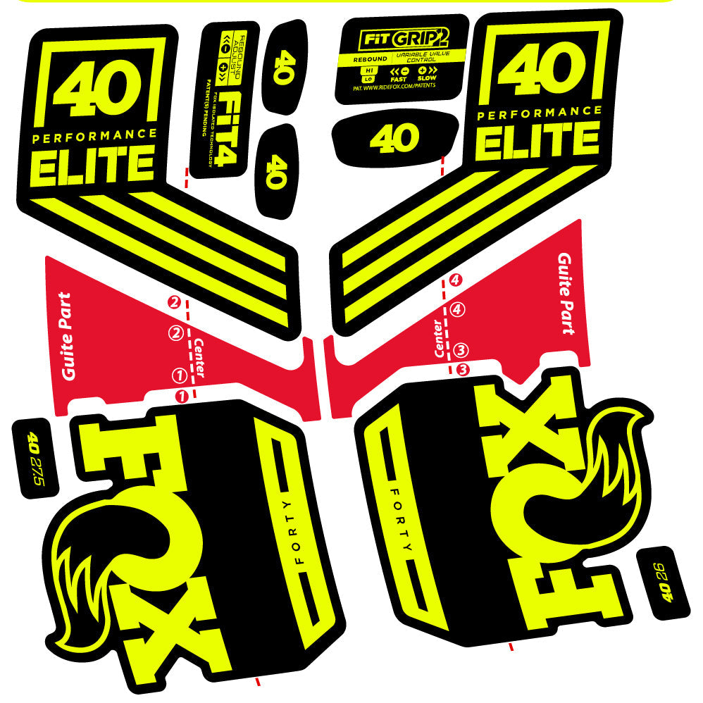 Adesivi Forcella Fox 40 Elite 2019 in vinile - Giallo Neon