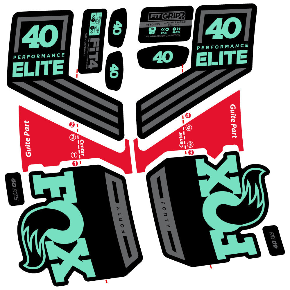 Adesivi Forcella Fox 40 Elite 2019 in vinile - Verde Menta