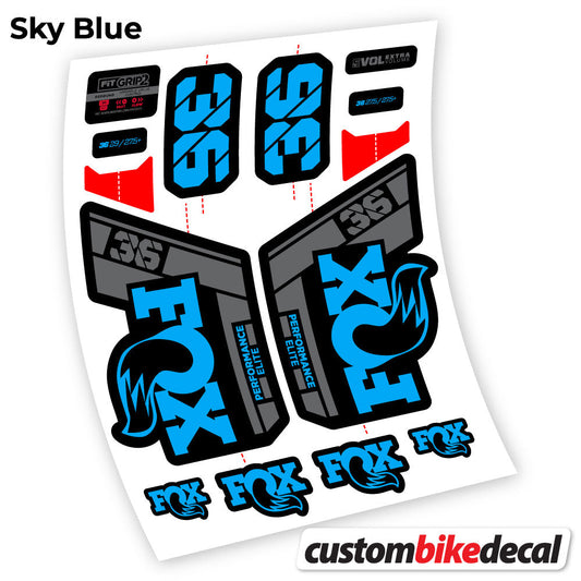 Adesivi Forcella Fox 36 Performance Elite 2021 in vinile - Azzurro Cielo
