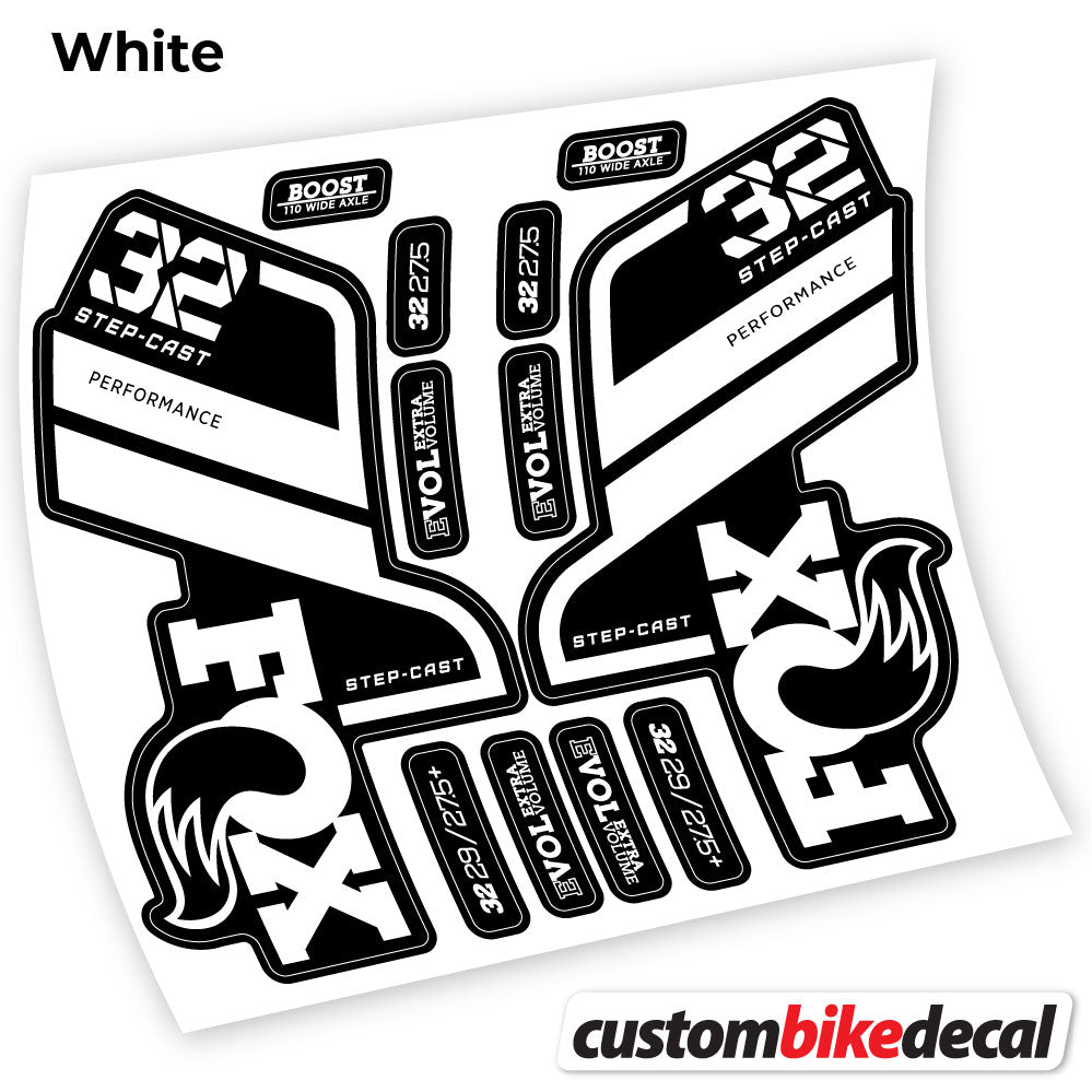 Adesivi Forcella Fox 32 SC Performance Step Cast 2021 in vinile - Bianco
