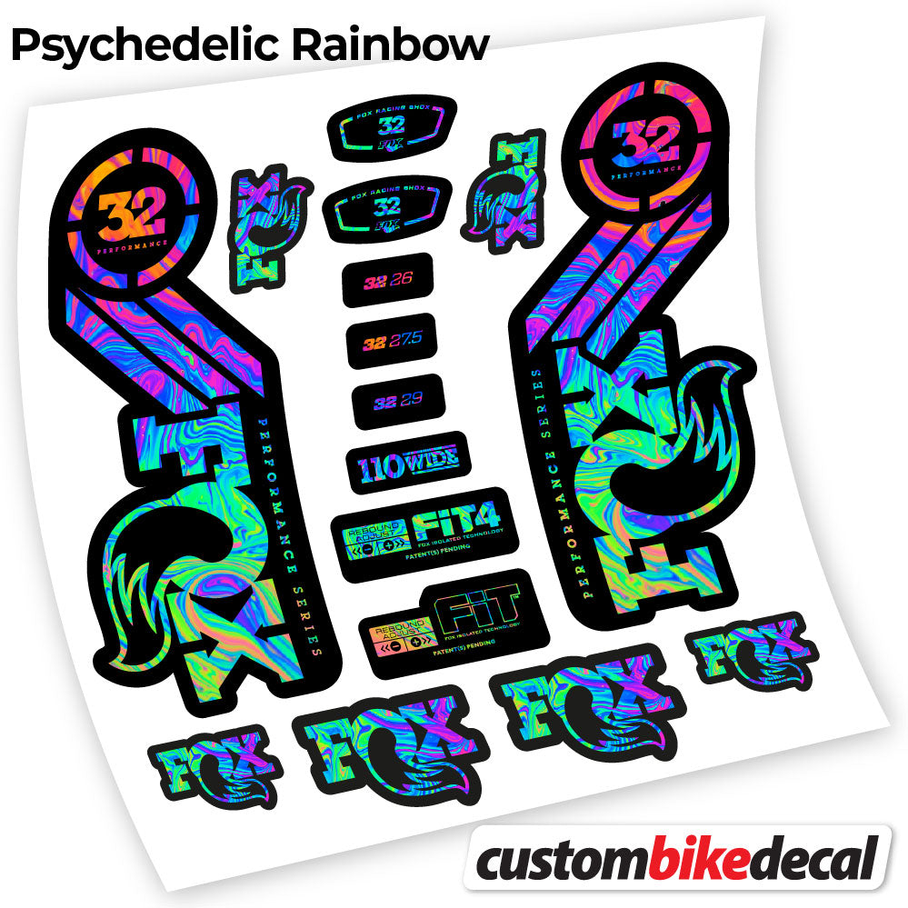Adesivi Forcella Fox 32 Performance 2016 in vinile - Arcobaleno Psichedelico