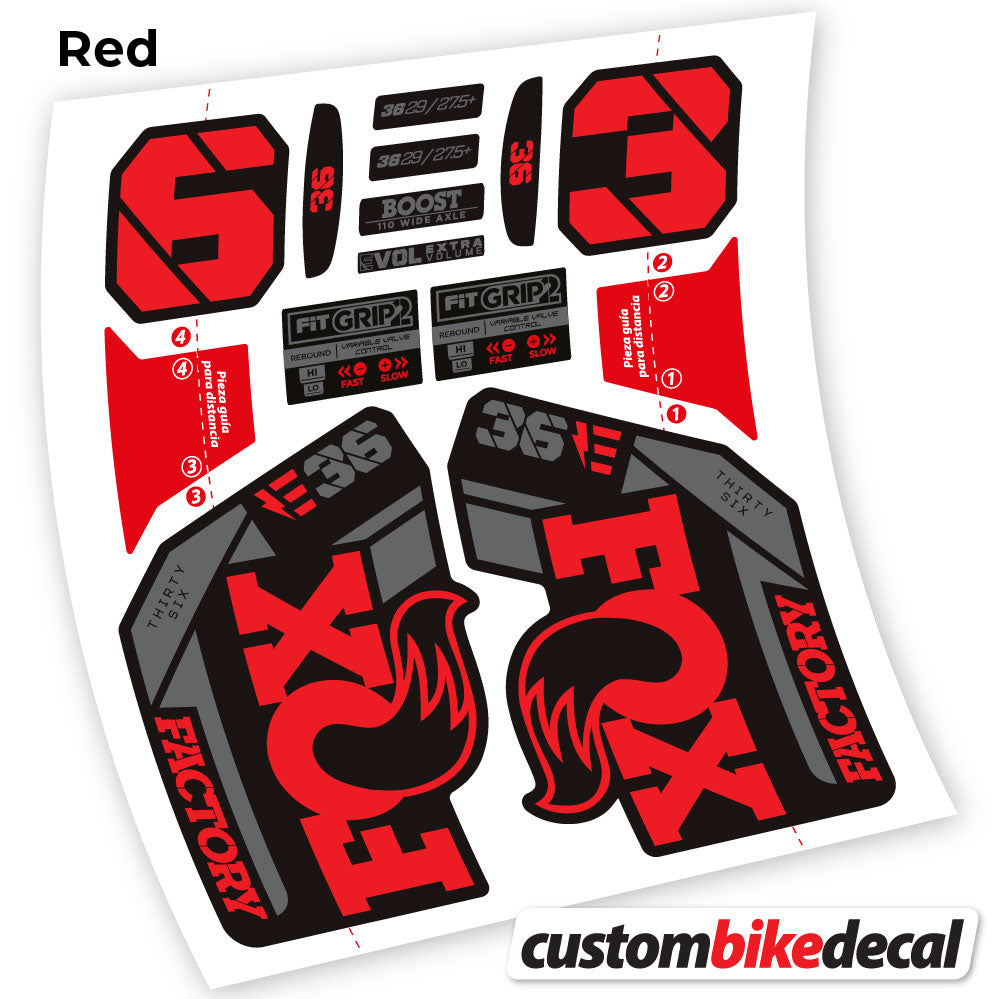 Adesivi Forcella Fox E-Bike Factory 2021 in vinile - Rosso