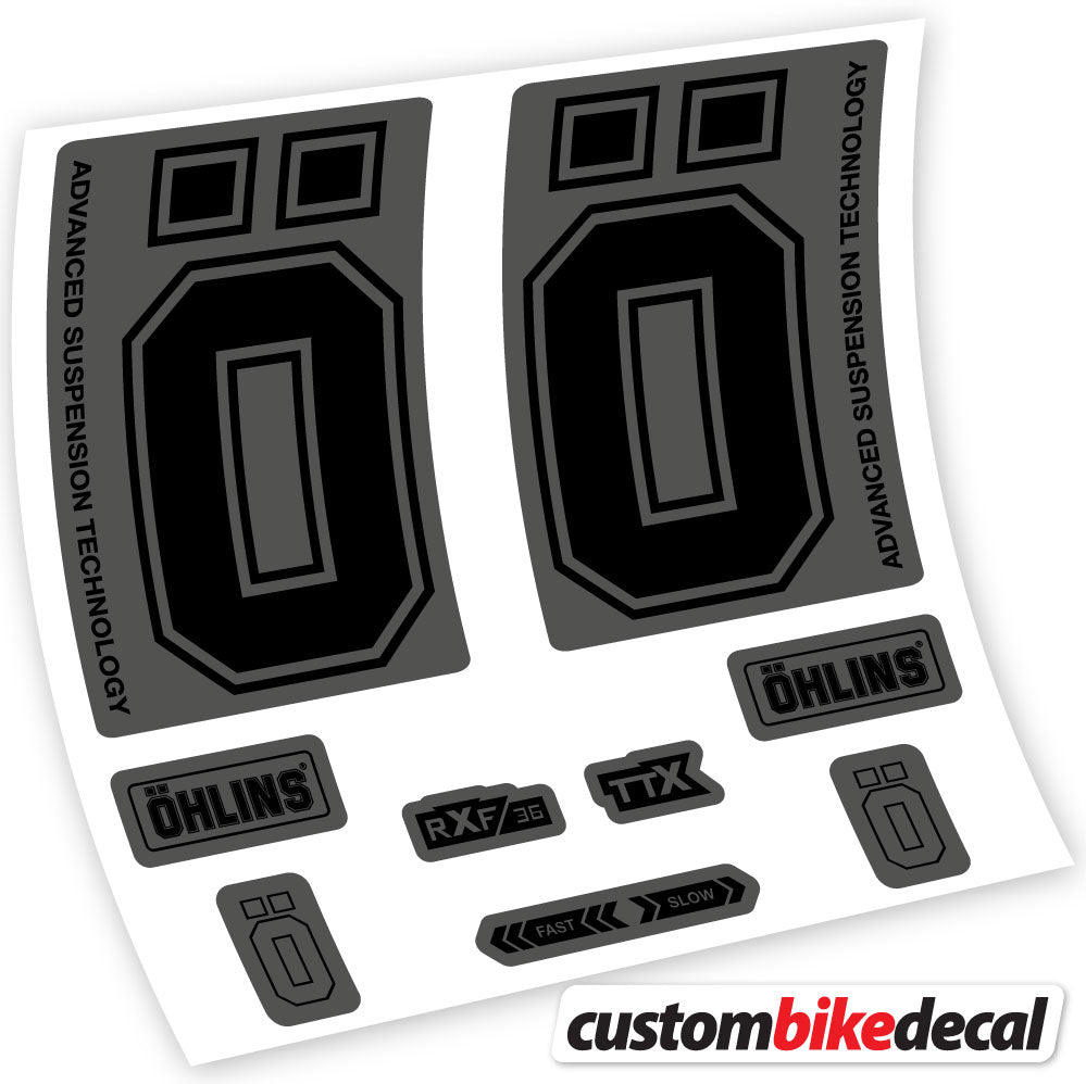 Adesivi Forcella Ohlins RXF36 M2 2019 in vinile - Nero Opaco+Nero Lucido