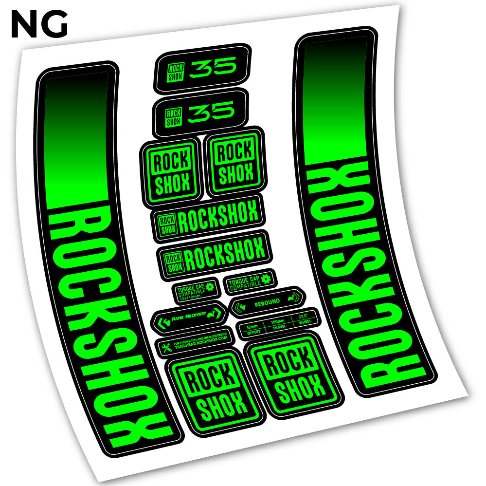 Adesivi Forcella Rock Shox 35 2021 in vinile - Verde Neon