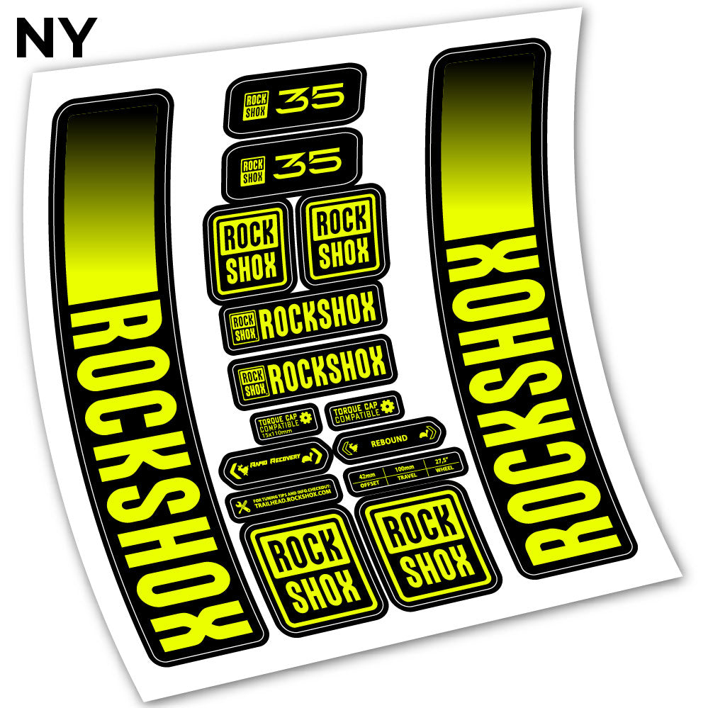 Adesivi Forcella Rock Shox 35 2021 in vinile - Giallo Neon
