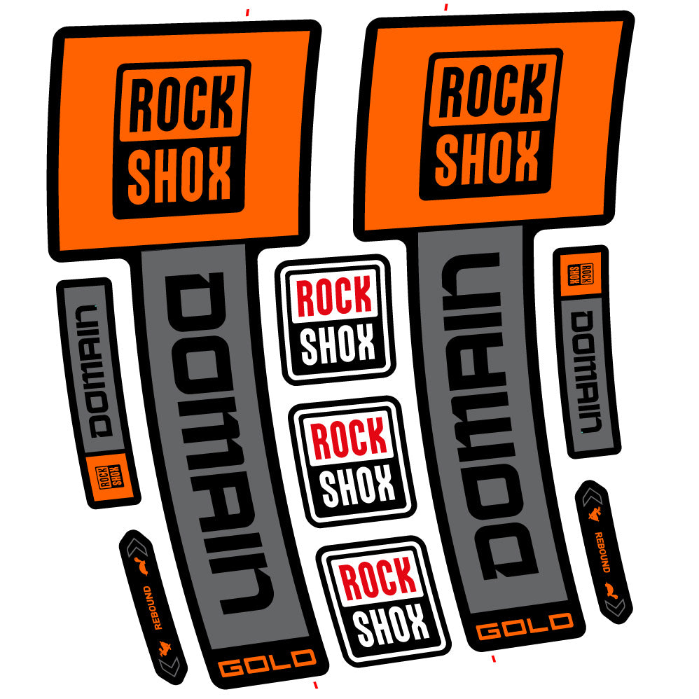Adesivi Forcella RockShox Domain Gold 2025 Ver. 2 in vinile - Oro