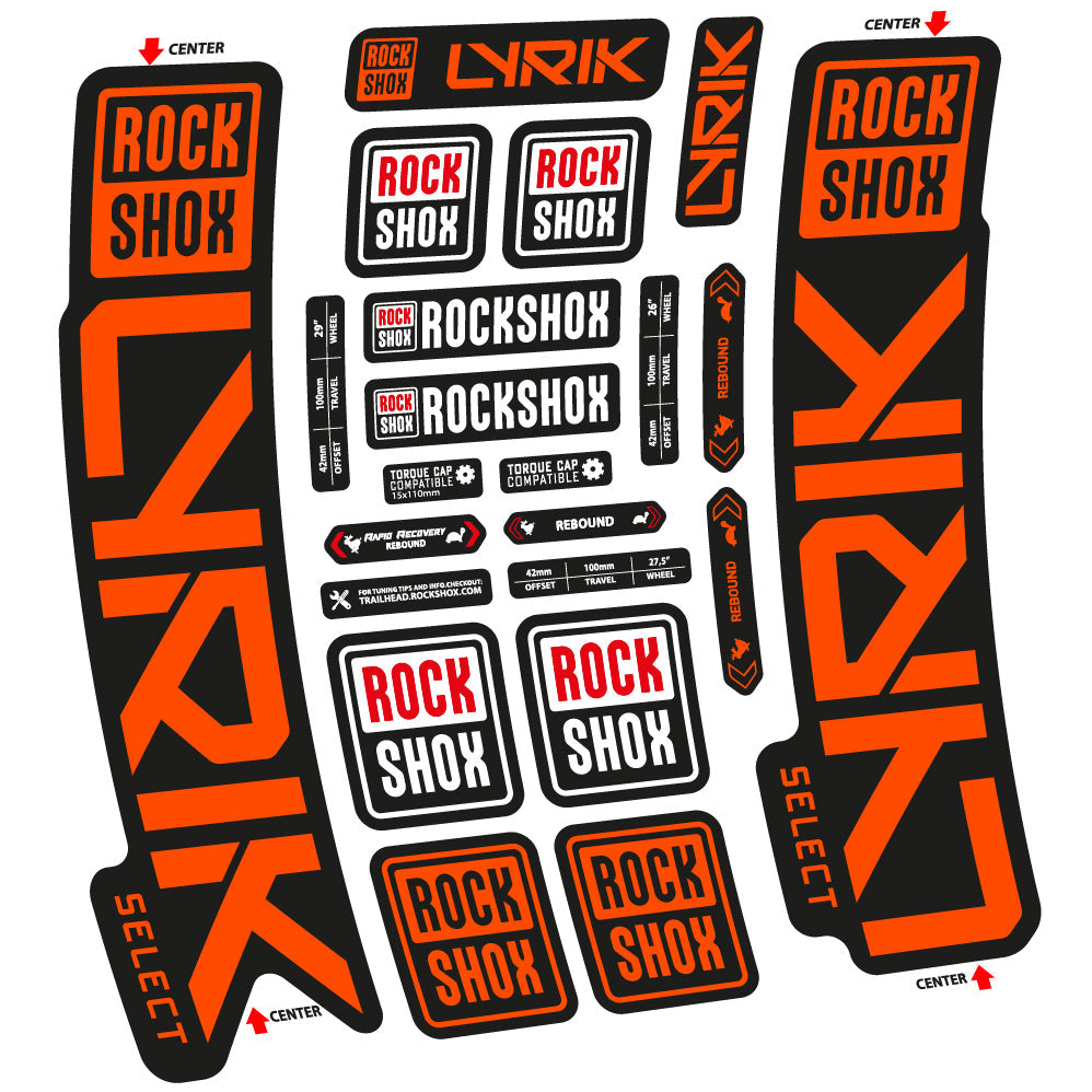 Adesivi Forcella Rock Shox Lyrik Select 2023 in vinile - Arancione Neon