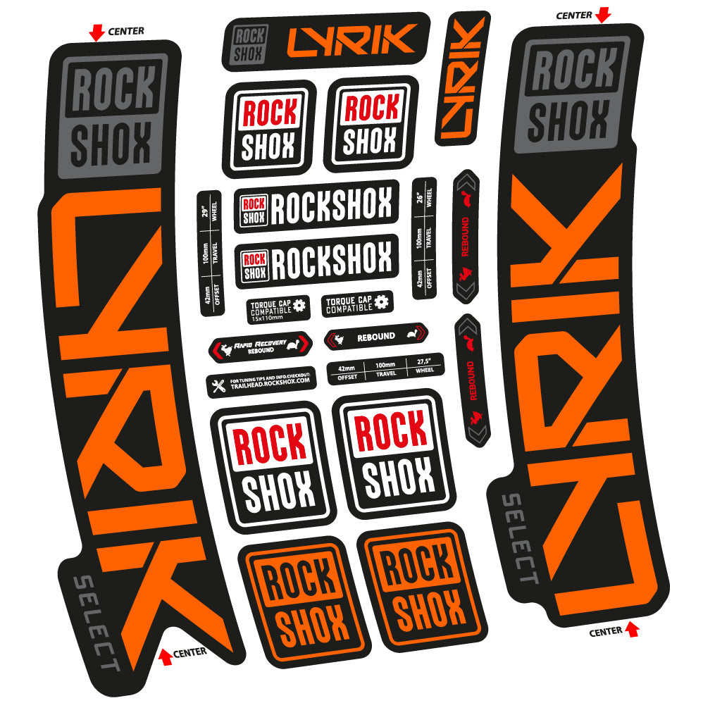 Adesivi Forcella Rock Shox Lyrik Select 2023 in vinile - Arancione