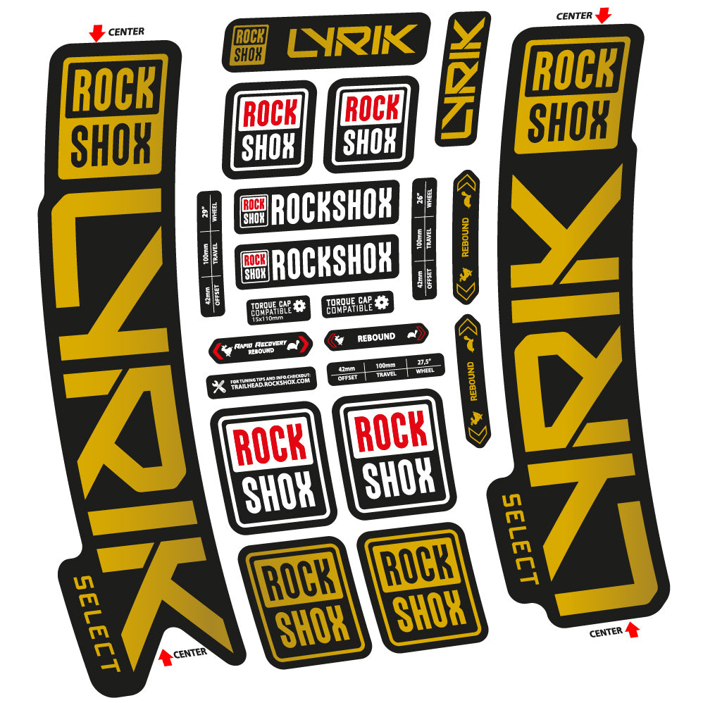 Adesivi Forcella Rock Shox Lyrik Select 2023 in vinile - Oro