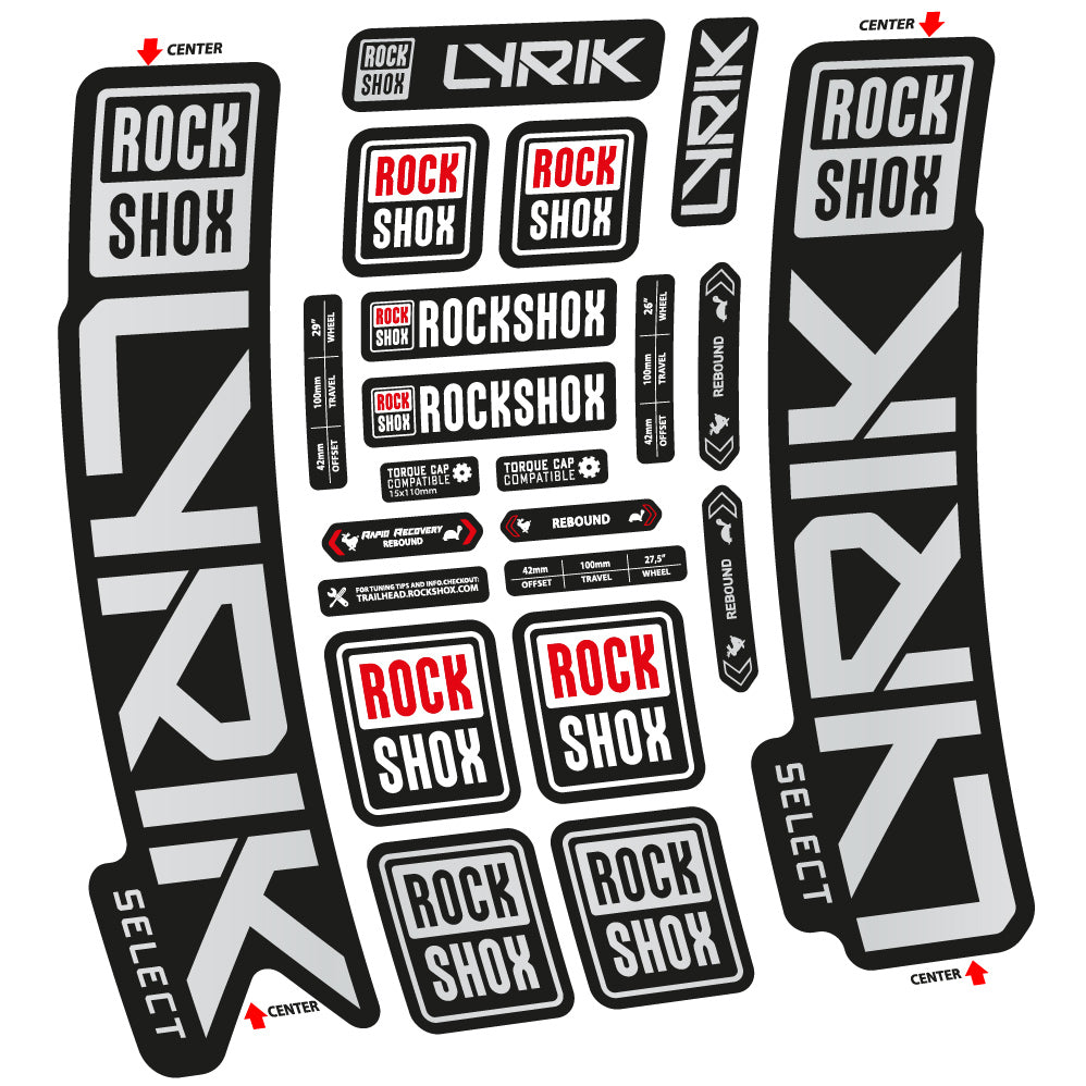 Adesivi Forcella Rock Shox Lyrik Select 2023 in vinile - Argento Chiaro