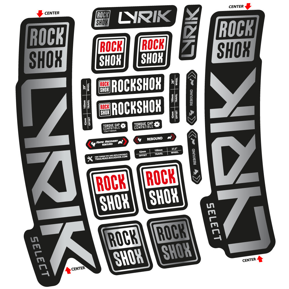 Adesivi Forcella Rock Shox Lyrik Select 2023 in vinile - Argento Cromato