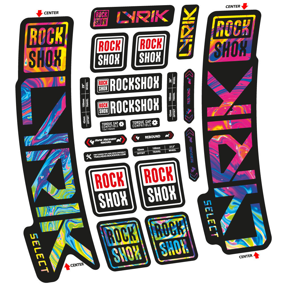 Adesivi Forcella Rock Shox Lyrik Select 2023 in vinile - Arcobaleno Psichedelico