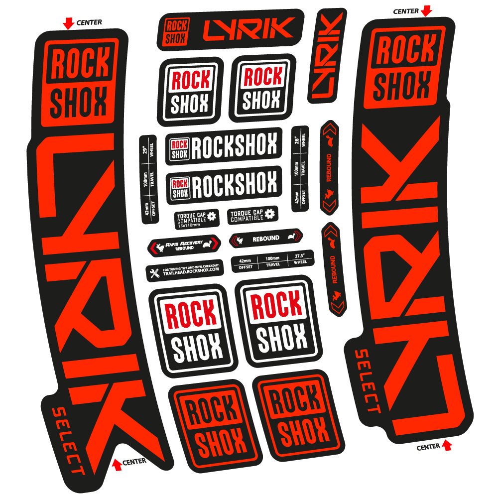 Adesivi Forcella Rock Shox Lyrik Select 2023 in vinile - Rosso Neon
