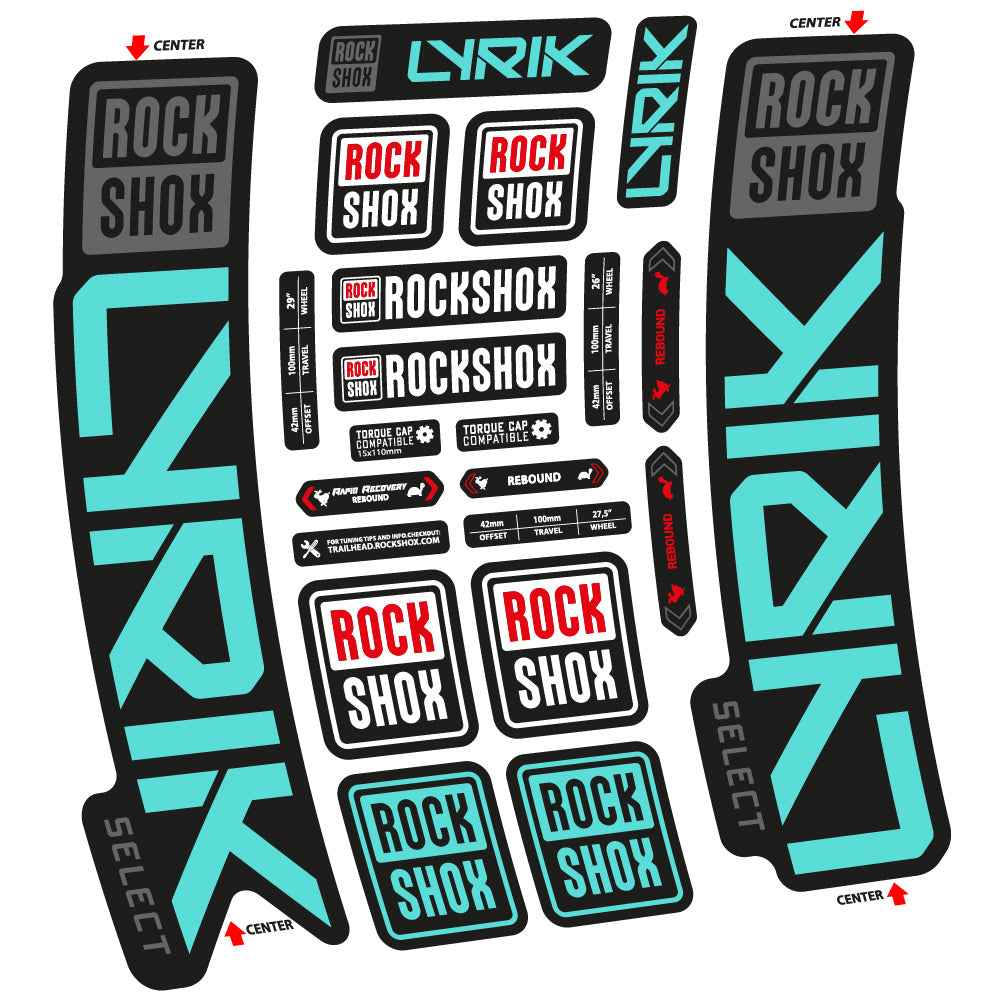Adesivi Forcella Rock Shox Lyrik Select 2023 in vinile - Verde Acqua