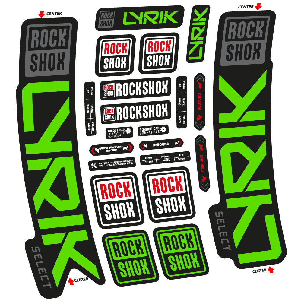 Adesivi Forcella Rock Shox Lyrik Select 2023 in vinile - Verde Mela