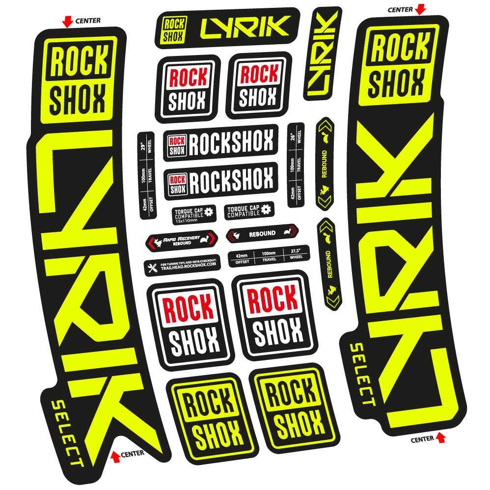 Adesivi Forcella Rock Shox Lyrik Select 2023 in vinile - Giallo Neon