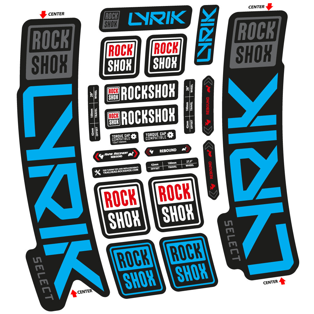 Adesivi Forcella Rock Shox Lyrik Select 2023 in vinile - Azzurro Cielo